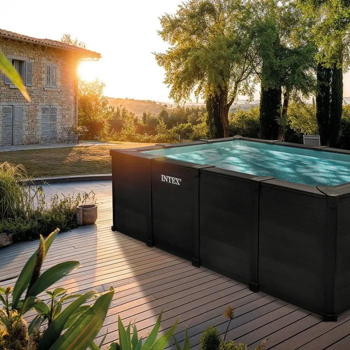kit-piscine-hors-sol-tubulaire-intex-graphite-1 Intex Graphite rechteckiger Röhrenpool 4,00 x 3,00 x 1,24 m - – Image 1