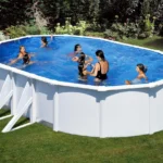 Bora Bora Ovaler weißer Stahl-Schwimmpool 6,34 x 3,99 x 1,22 m - Grau