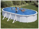 Fiji Oval White Steel Swimming Pool 7,44 x 3,99 x 1,22 m - Gré – Image 3
