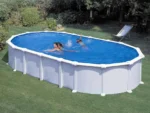 Weißes Stahlschwimmbecken Haiti oval 7,44 x 3,99 x 1,32 m - Gré