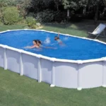 Weißes Stahlschwimmbecken Haiti oval 7,44 x 3,99 x 1,32 m - Gré