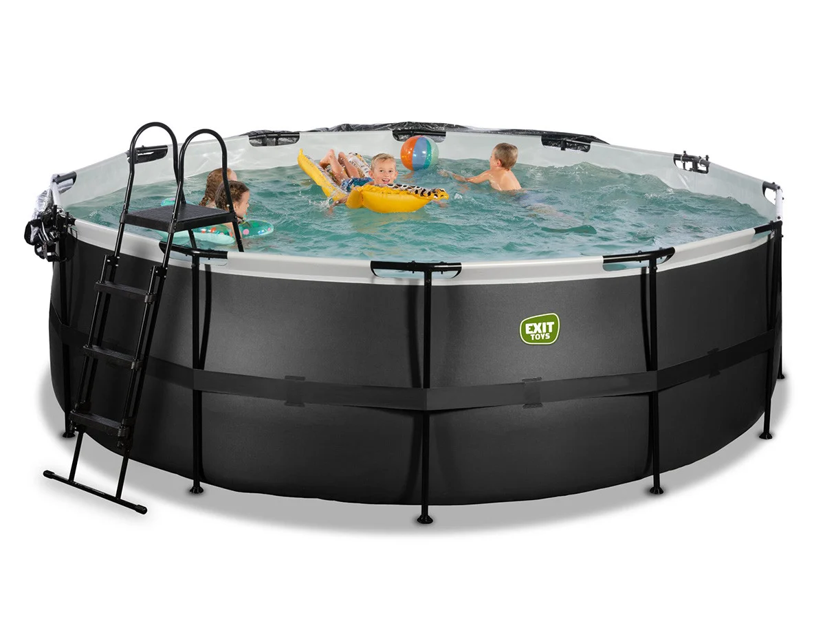 piscine-tubulaire-black-leather-ronde-427-x-122-m-avec-dome-exit-toys (6) Runder, röhrenförmiger Pool aus schwarzem Leder, 4,27 x 1,22 m, mit Kuppel – Exit Toys – Image 1