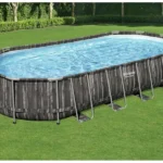 Bestway Power Steel Oval-Rohrpool mit Holzoptik, 7,32 x 3,66 x 1,22 m