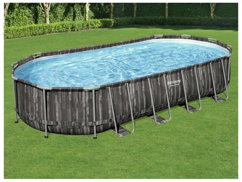 piscine-tubulaire-ovale-power-steel-decor-bois-732-x-366-x-122-m-bestway (1) Bestway Power Steel Oval-Rohrpool mit Holzoptik, 7,32 x 3,66 x 1,22 m – Image 1