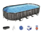 Bestway Power Steel Oval-Rohrpool mit Holzoptik, 7,32 x 3,66 x 1,22 m – Image 4